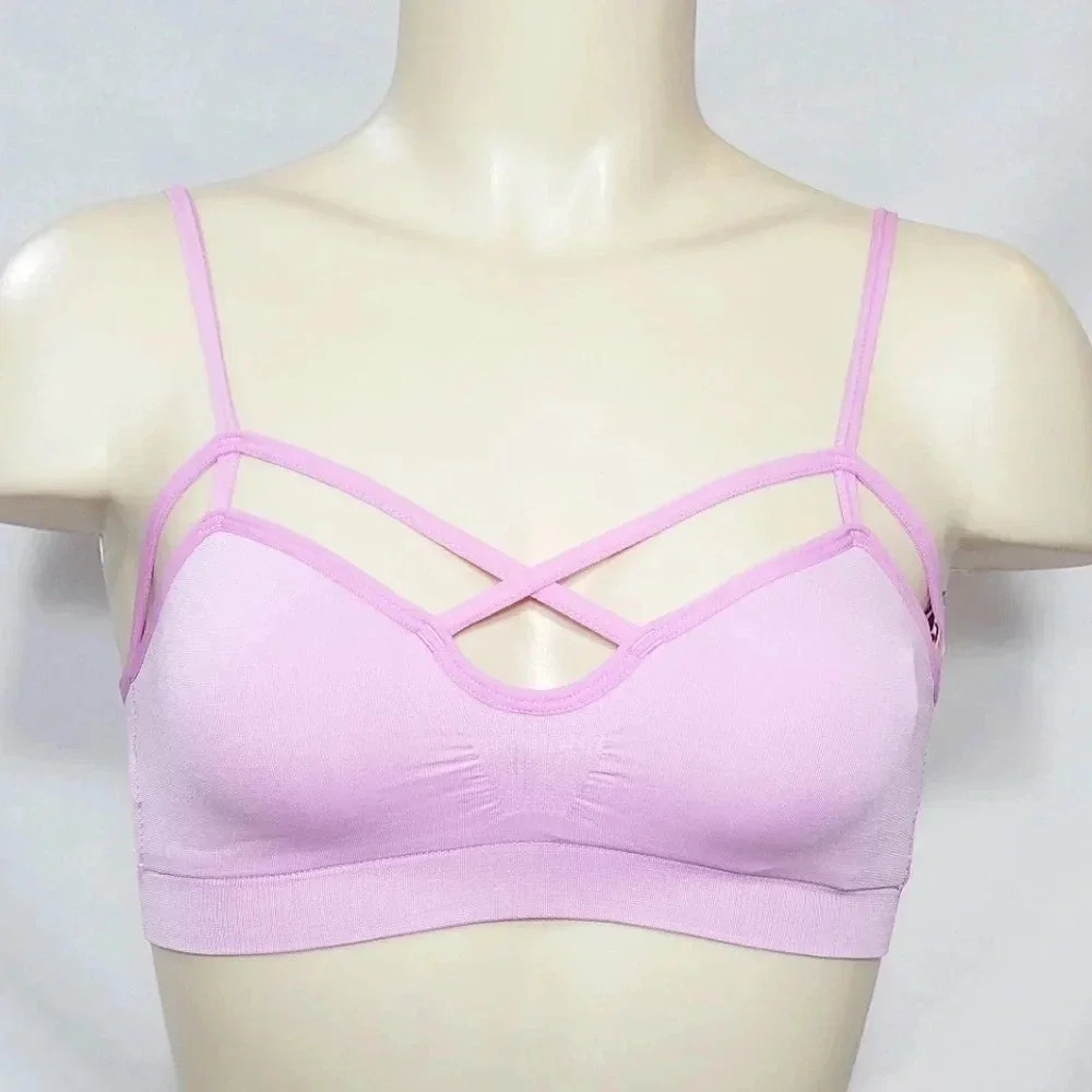 XS X-SMALL Xhilaration WireFree Cut-Out‎ Strappy Bralette Pink NWT